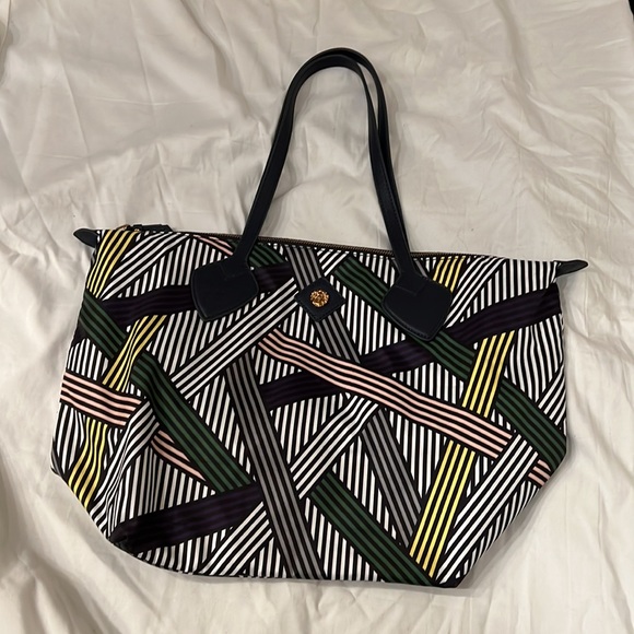 Anne Klein abstract striped nylon tote - Picture 2 of 6